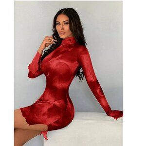 2 for $10 Mock Neck Mesh Mini Dress Large